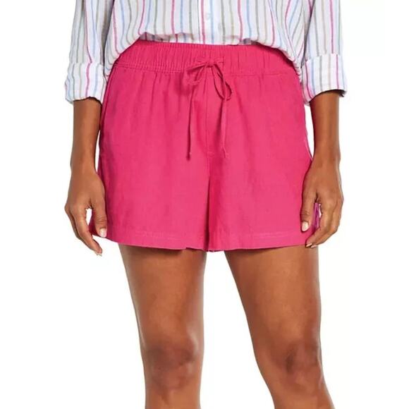 GAP Pull On Utility Shorts Linen Blend Royal Fuchsia Small Coastal Beach Resort - Picture 1 of 10
